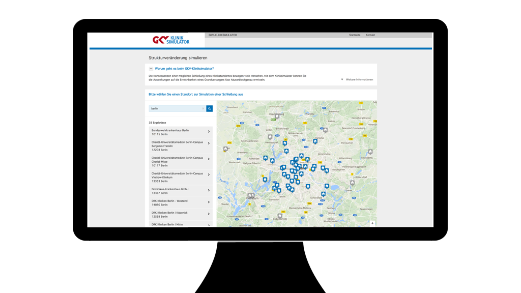 Screen GKV Klinik-Simulator