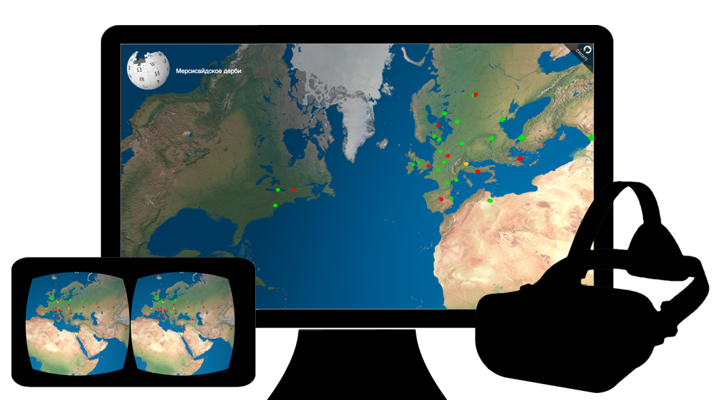 Screen Wikipedia WebVR Recent Changes Heatmap